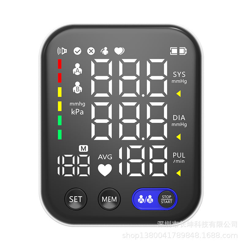 Electronic Blood Pressure Monitor Ultra Clear Large Screen Pulse Sphygmomanometer For Real-time Measurement Of Blood Pressure - AmberOcean 