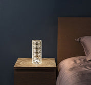 Nordic Crystal Lamp USB Table Lamps Bedroom Touch Dimming Atmosphere Diamond Night Light Rose Projector Lamp Decor - AmberOcean 