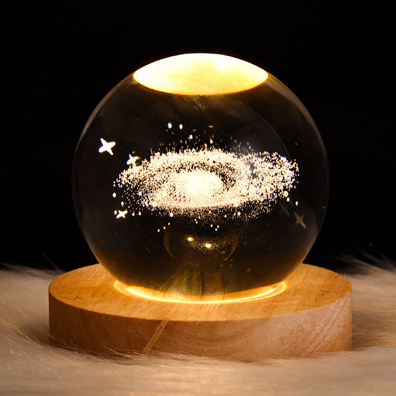 Luminous Starry Sky And Planets Moon Moon Crystal Ball Small Night Lamp Projection Ambience Light Creative Gift New Strange Gift - AmberOcean 