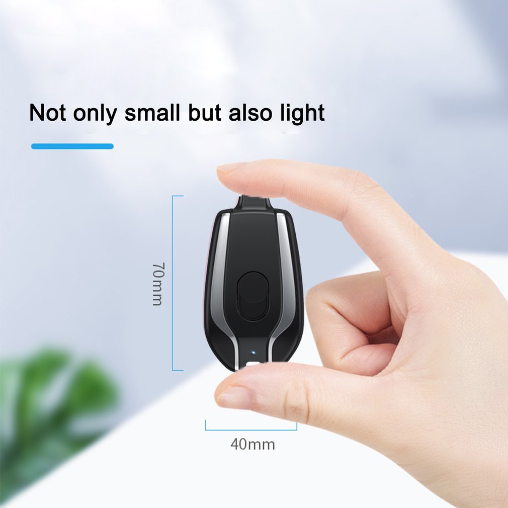 1500mAh Mini Power Emergency Pod Keychain Charger With Type-C Ultra-Compact Mini Battery Pack Fast Charging Backup Power Bank - AmberOcean 