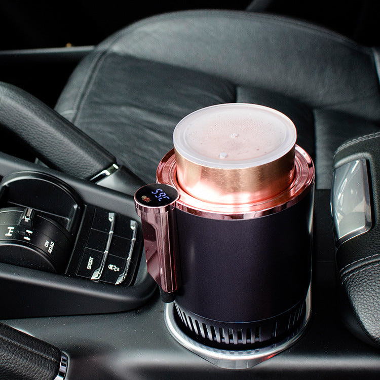 2 In1 Car Heating Cooling Cup 12V Smart Car Cup Holder Digital Temperature Display Drink Cup Warmer Cooler Mini Car Refrigerator - AmberOcean 