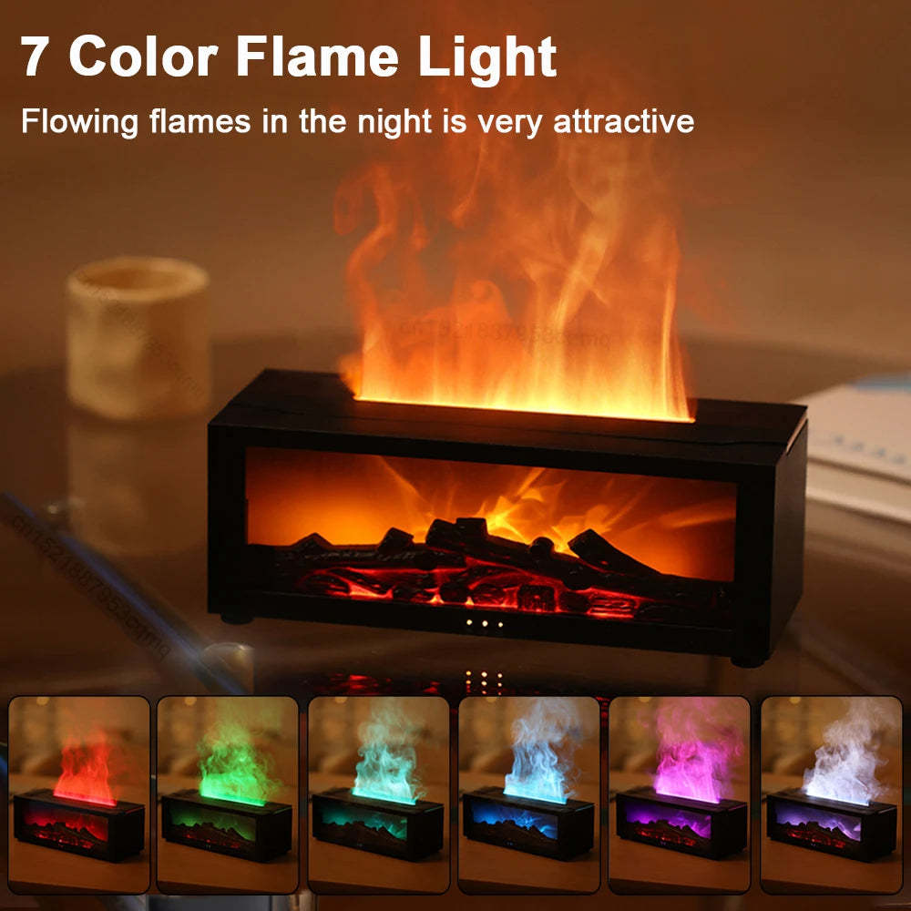 New Flame Aromatherapy Machine Colorful Essential Oil Diffuser Home Large Fog Volume Flame Humidifier 3D Flame Fireplace Machine - AmberOcean 