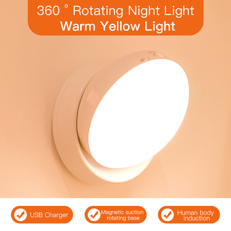 Rotating Human Body Sensor Light Corridor Garage Light Wardrobe Light Motion Sensor Night Light - AmberOcean 