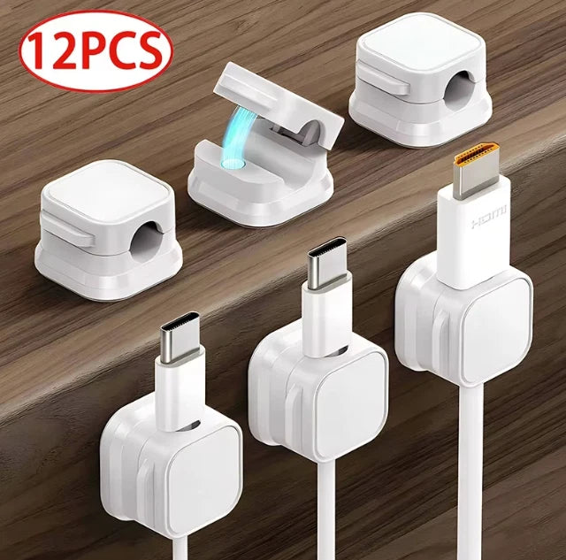 Magnetic Cable Clip Under Desk Cable Management Adjustable Cord Holder Wire Organizer And Cable Management Wire Keeper - AmberOcean 