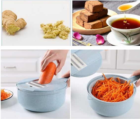 8 In 1 Mandoline Slicer Vegetable Slicer Potato Peeler Carrot Onion Grater With Strainer Vegetable Cutter Kitchen Accessories - AmberOcean 