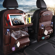 PU Leather Car Storage Bag Multifunction Seat Back Tray Hanging Bag Waterproof Car Organizer Automotive Interior Accessories - AmberOcean 