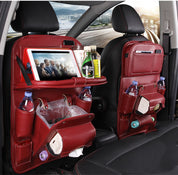 PU Leather Car Storage Bag Multifunction Seat Back Tray Hanging Bag Waterproof Car Organizer Automotive Interior Accessories - AmberOcean 