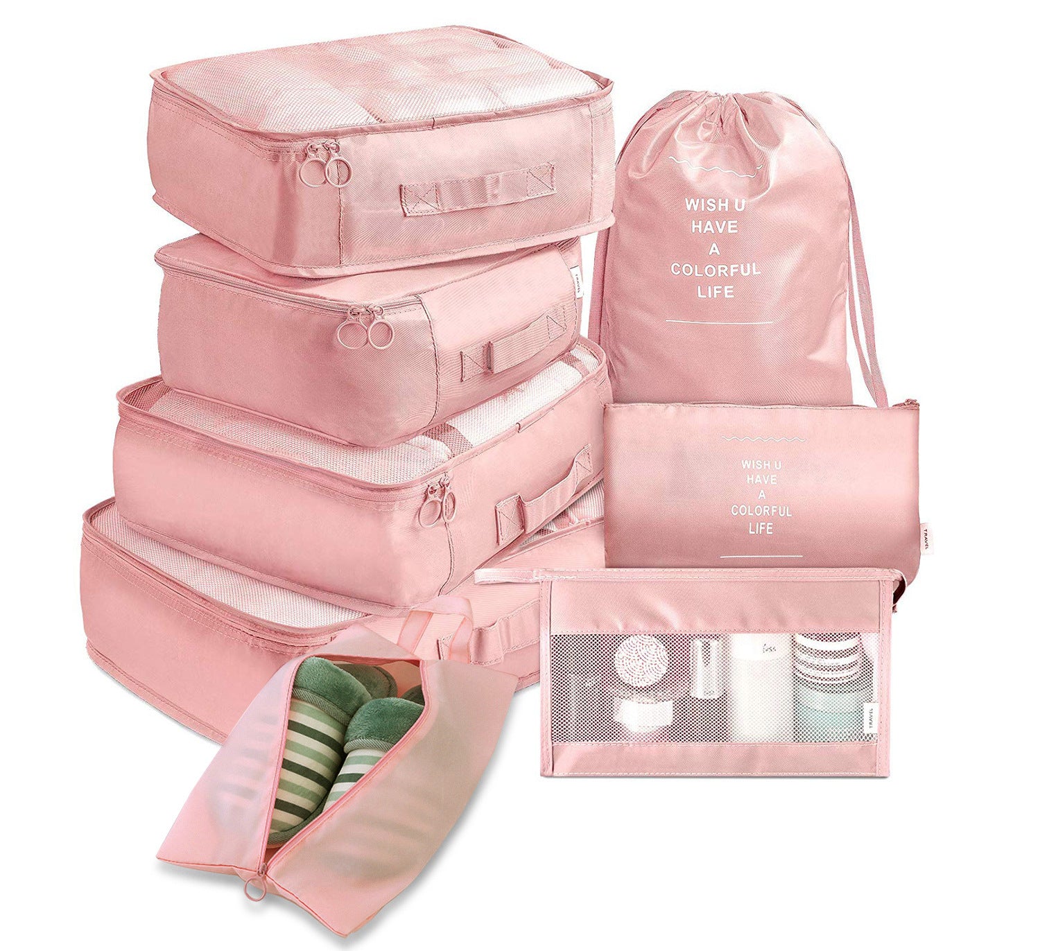 8-piece Set Luggage Divider Bag Travel Storage Clothes Underwear Shoes Organizer Packing Cube Bag - AmberOcean 