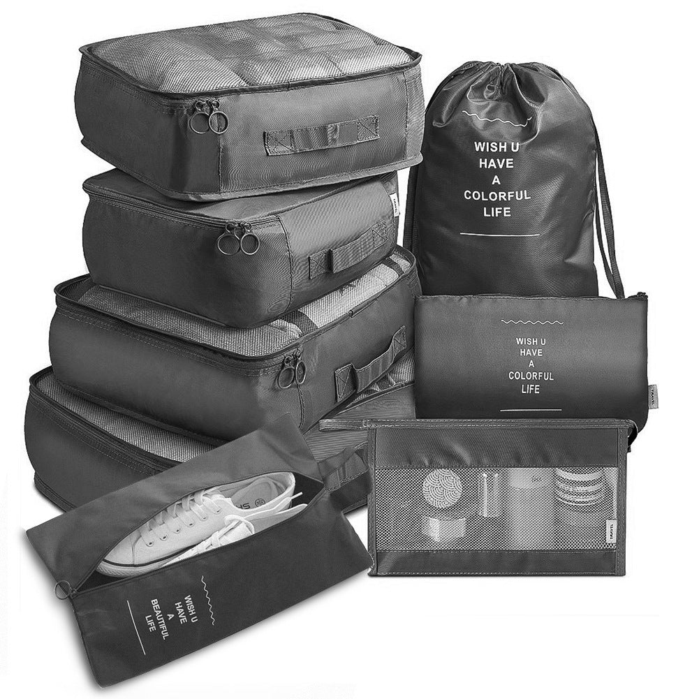 8-piece Set Luggage Divider Bag Travel Storage Clothes Underwear Shoes Organizer Packing Cube Bag - AmberOcean 