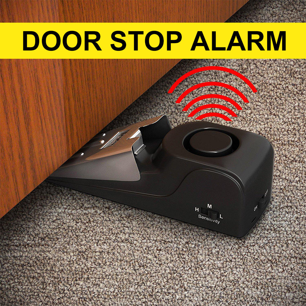 Electronic Burglar Alarm Intelligent Home Security Wedge Door Stop Alarm System Device Hotel Intruder Alert Detection - AmberOcean 