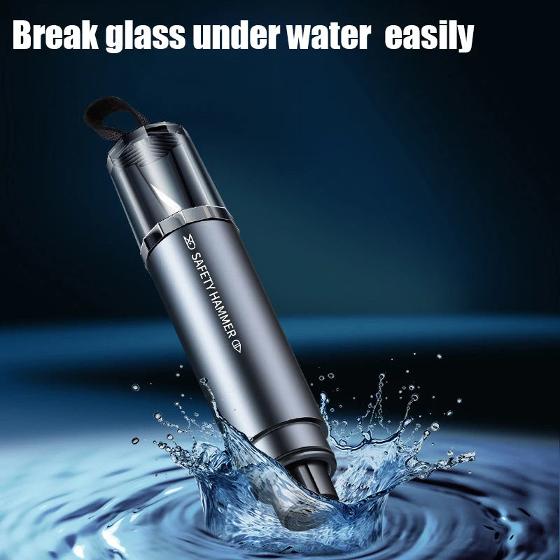 2-in-1 Car Safety Hammer Window Glass Breaker Seat Belt Cutter High Hardness Tungsten Steel Emergency Rescue Tool With Base - AmberOcean 