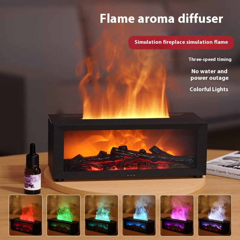 New Flame Aromatherapy Machine Colorful Essential Oil Diffuser Home Large Fog Volume Flame Humidifier 3D Flame Fireplace Machine - AmberOcean 