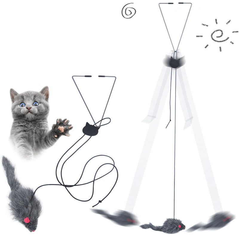 Pet Telescopic Hanging Door Small Mouse Pets Cat Toy - AmberOcean 