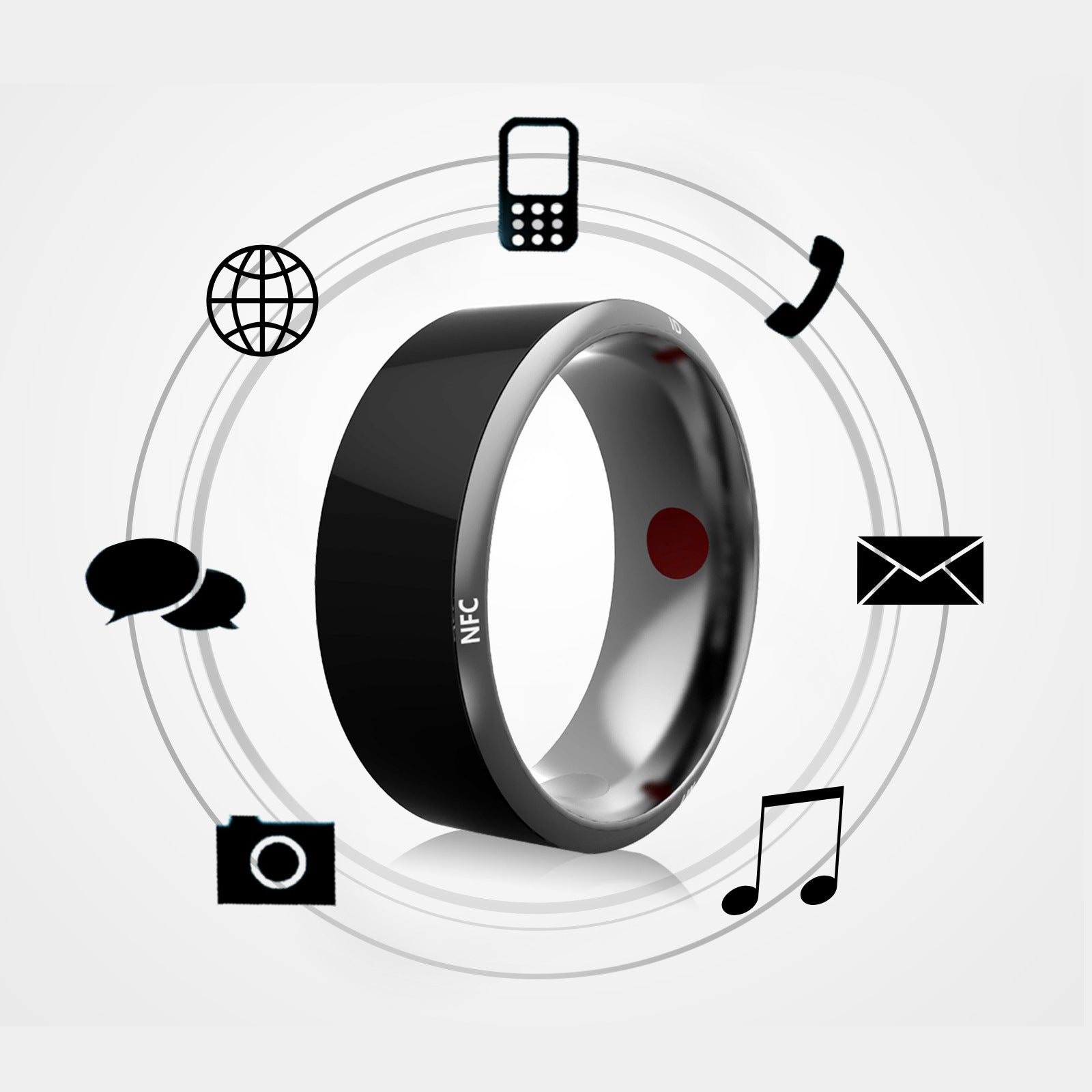 Smart Ring Wearable Device Multifunctional Black High-tech - AmberOcean 