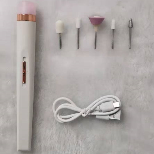 5in1 Manicure Machine Set Electric Nail Drill Polisher Cordless USB Rechargeable With LED Cutters Mill For Manicure Pedicure Accessor - AmberOcean 