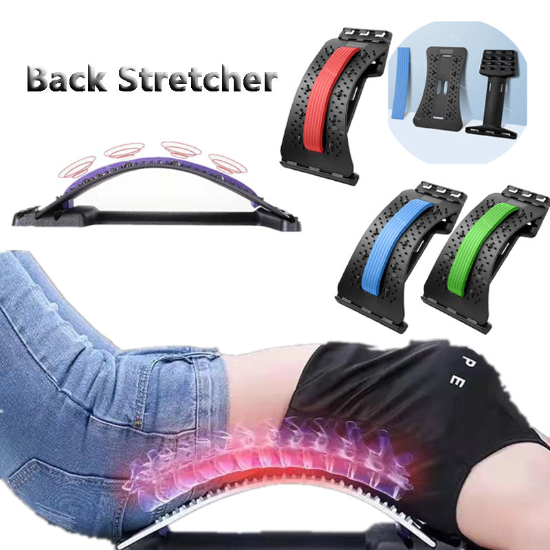 Back Stretcher Adjustable Back Cracker Massage Waist Neck Fitness Lumbar Cervical Spine Support Pain Relief - AmberOcean 