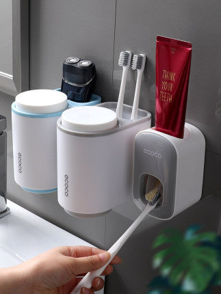 Wall Mounted Automatic Toothpaste Holder Bathroom Accessories Set Dispenser - AmberOcean 
