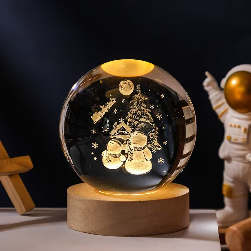 Luminous Starry Sky And Planets Moon Moon Crystal Ball Small Night Lamp Projection Ambience Light Creative Gift New Strange Gift - AmberOcean 