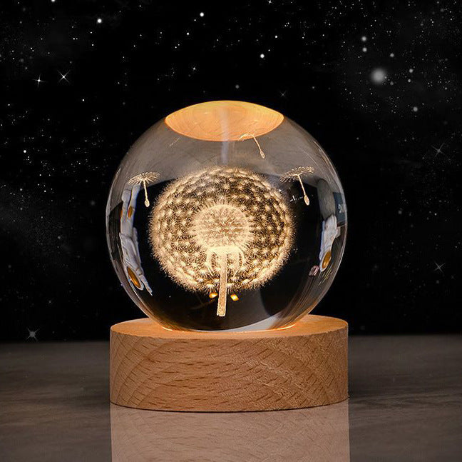 Luminous Starry Sky And Planets Moon Moon Crystal Ball Small Night Lamp Projection Ambience Light Creative Gift New Strange Gift - AmberOcean 