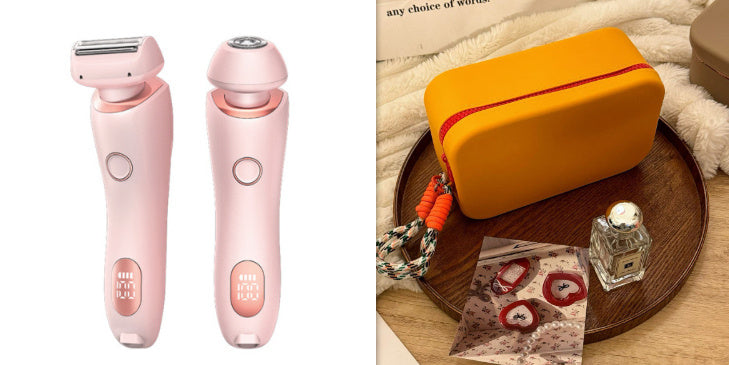 2 In 1 Hair Removal Epilator USB Rechargeable Trimmer Women Body Razor Face Leg Armpit Bikini Hand Pubic Shaver Hair Remover - AmberOcean 