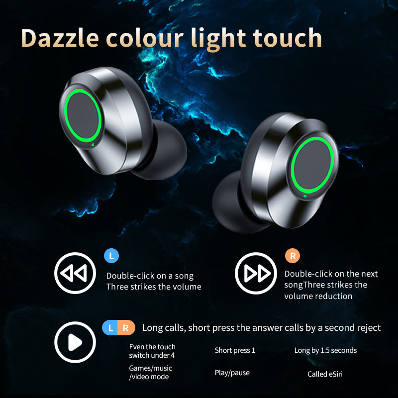 YD03 Wireless Bluetooth-compatible Headset TWS Large Screen Smart Digital Display In Ear Breathing Light - AmberOcean 