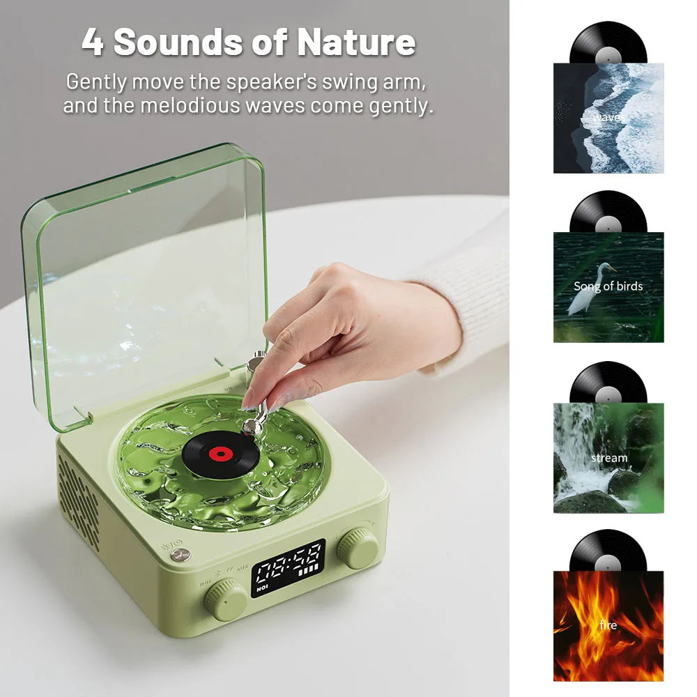 Retro Turntable Speaker Wireless Bluetooth-compatible 5.0 Vinyl Record Player Stereo Sound With White Noise RGB Projection Lamp Effect - AmberOcean 