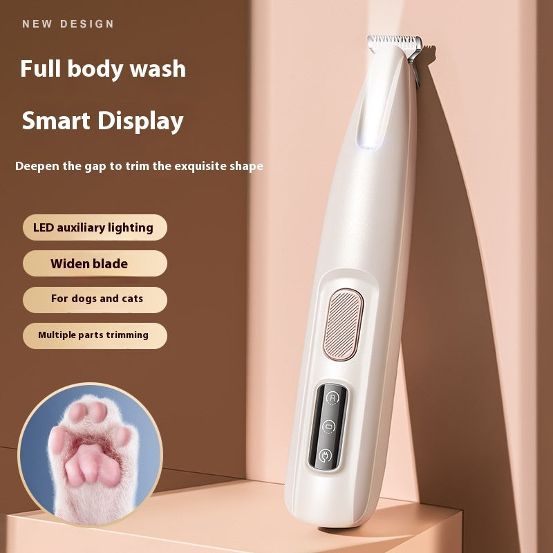 Pets Dog Paw Trimmer With LED Light Fully Waterproof Pet Hair Trimmer With LED Display Dog Clippers For Grooming Widen Blade - AmberOcean 