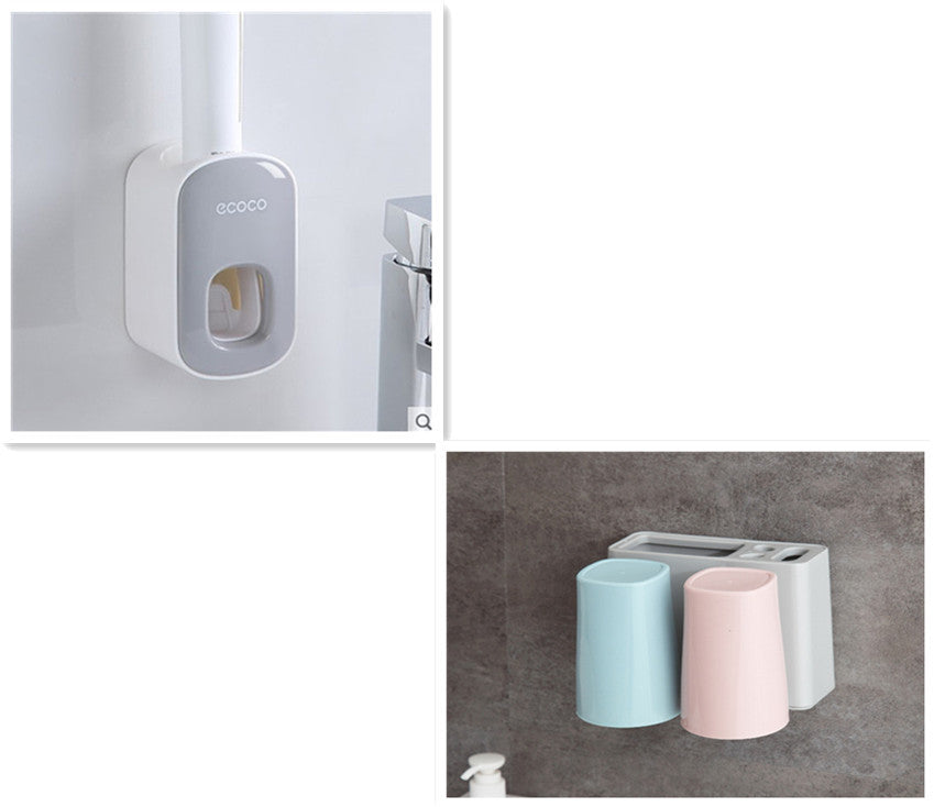 Wall Mounted Automatic Toothpaste Holder Bathroom Accessories Set Dispenser - AmberOcean 