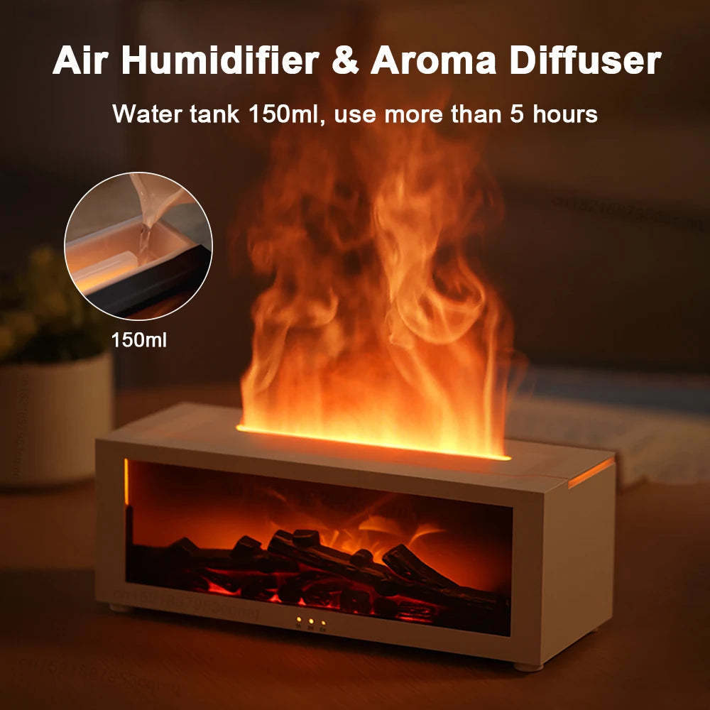 New Flame Aromatherapy Machine Colorful Essential Oil Diffuser Home Large Fog Volume Flame Humidifier 3D Flame Fireplace Machine - AmberOcean 