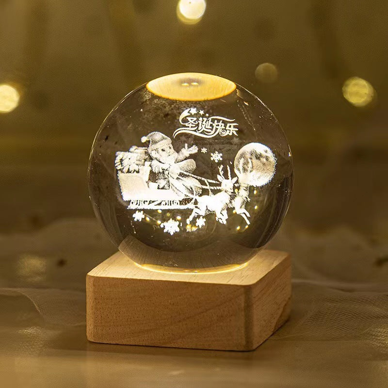 Luminous Starry Sky And Planets Moon Moon Crystal Ball Small Night Lamp Projection Ambience Light Creative Gift New Strange Gift - AmberOcean 