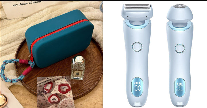 2 In 1 Hair Removal Epilator USB Rechargeable Trimmer Women Body Razor Face Leg Armpit Bikini Hand Pubic Shaver Hair Remover - AmberOcean 