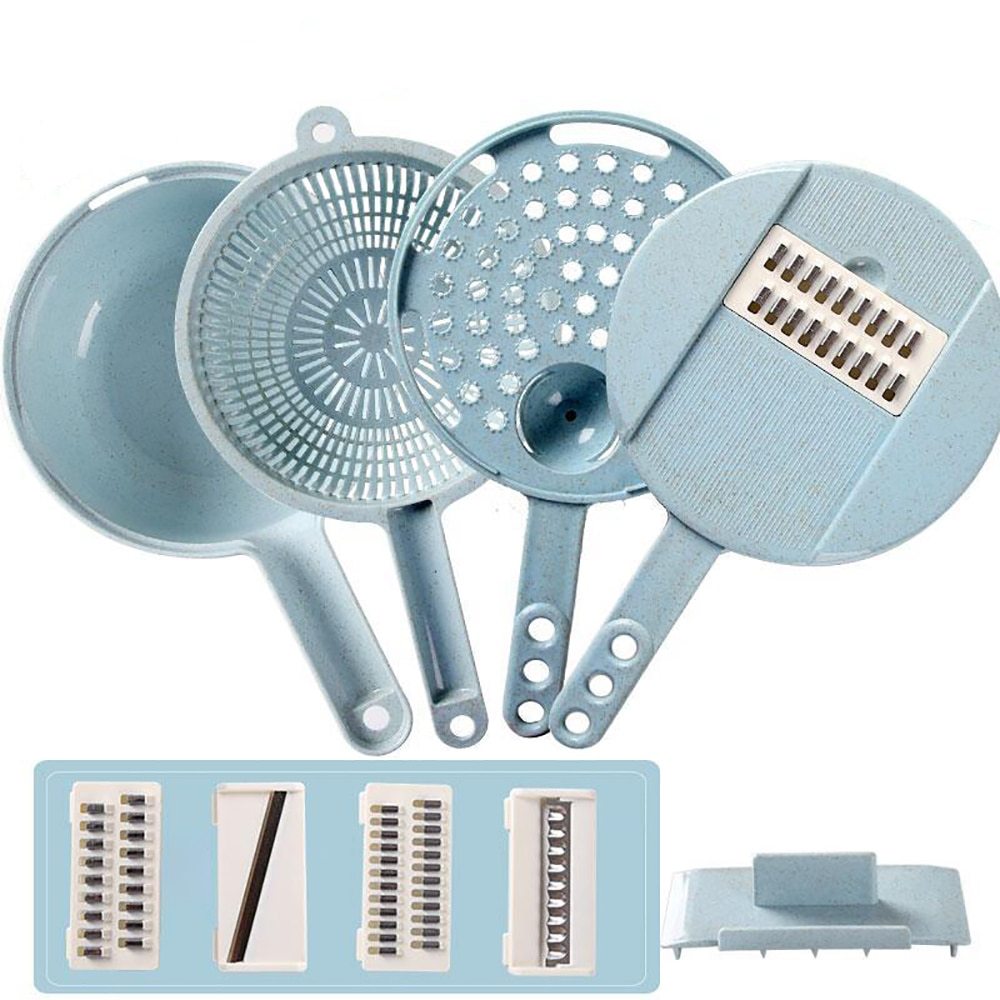 8 In 1 Mandoline Slicer Vegetable Slicer Potato Peeler Carrot Onion Grater With Strainer Vegetable Cutter Kitchen Accessories - AmberOcean 