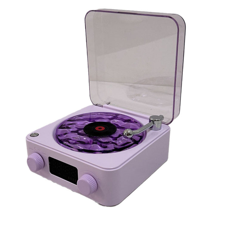 Retro Turntable Speaker Wireless Bluetooth-compatible 5.0 Vinyl Record Player Stereo Sound With White Noise RGB Projection Lamp Effect - AmberOcean 