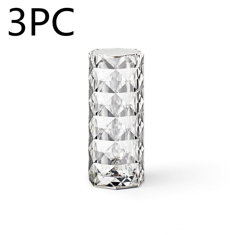 Nordic Crystal Lamp USB Table Lamps Bedroom Touch Dimming Atmosphere Diamond Night Light Rose Projector Lamp Decor - AmberOcean 