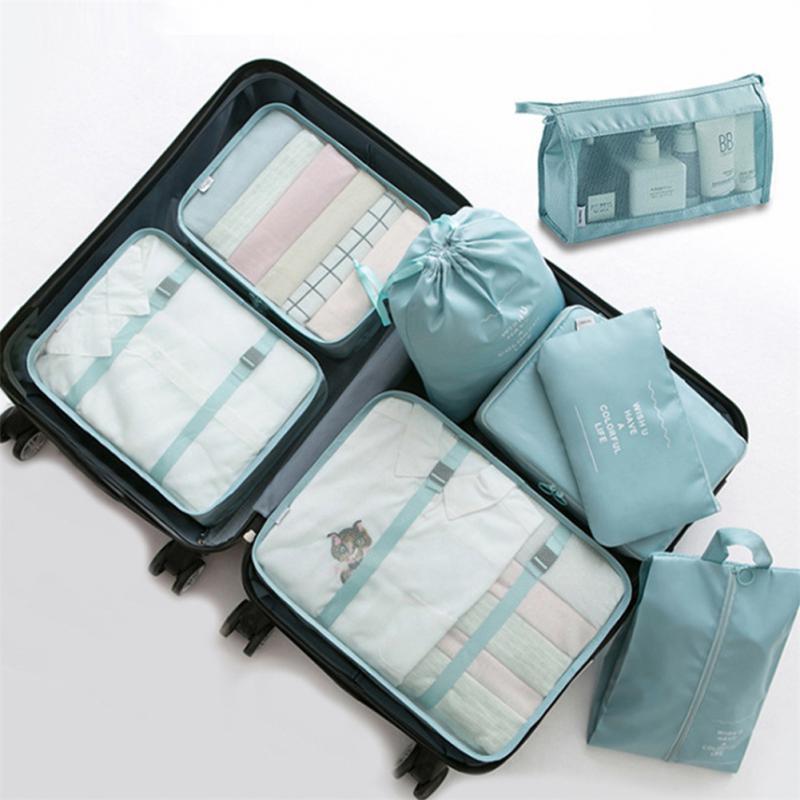 8-piece Set Luggage Divider Bag Travel Storage Clothes Underwear Shoes Organizer Packing Cube Bag - AmberOcean 
