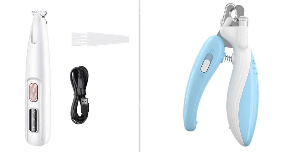 Pets Dog Paw Trimmer With LED Light Fully Waterproof Pet Hair Trimmer With LED Display Dog Clippers For Grooming Widen Blade - AmberOcean 