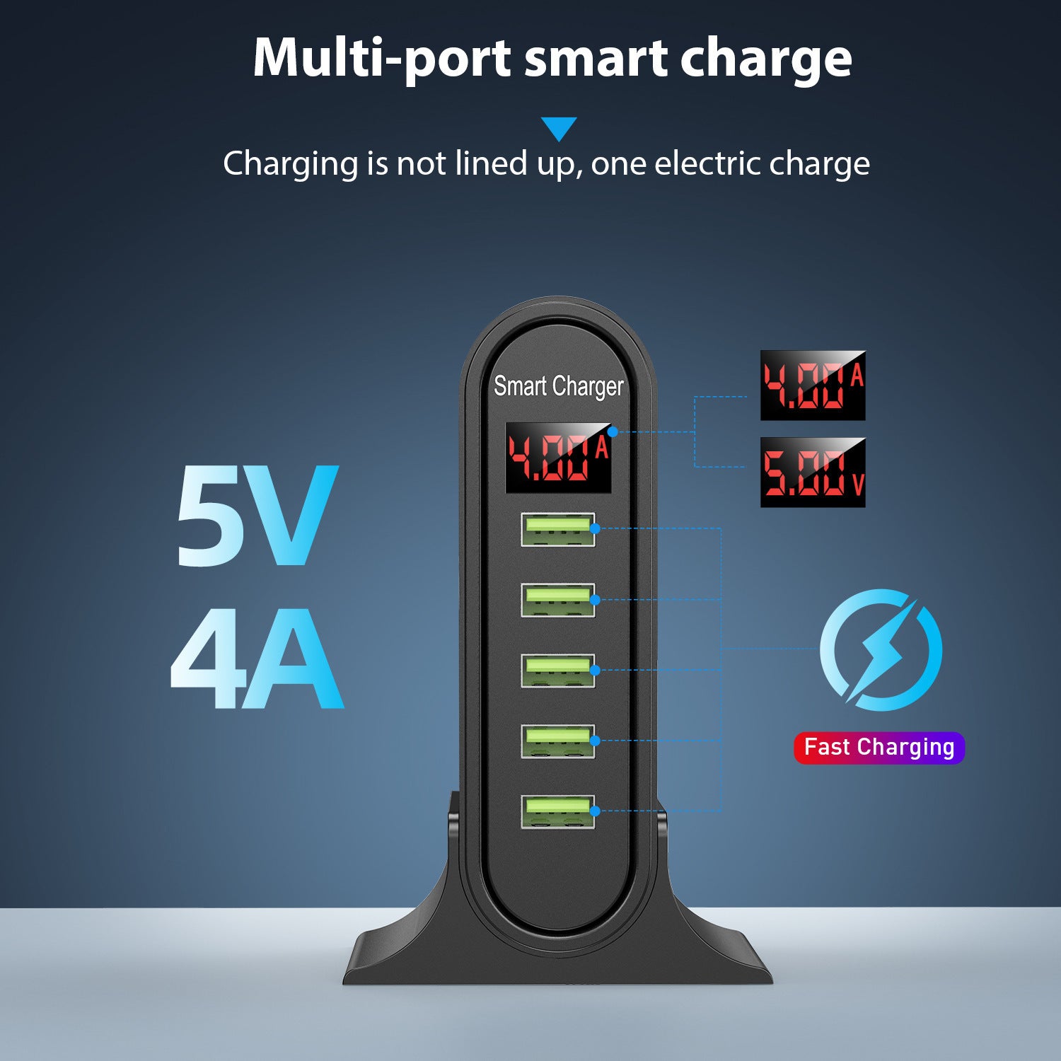 USB five-port smart charger - AmberOcean 