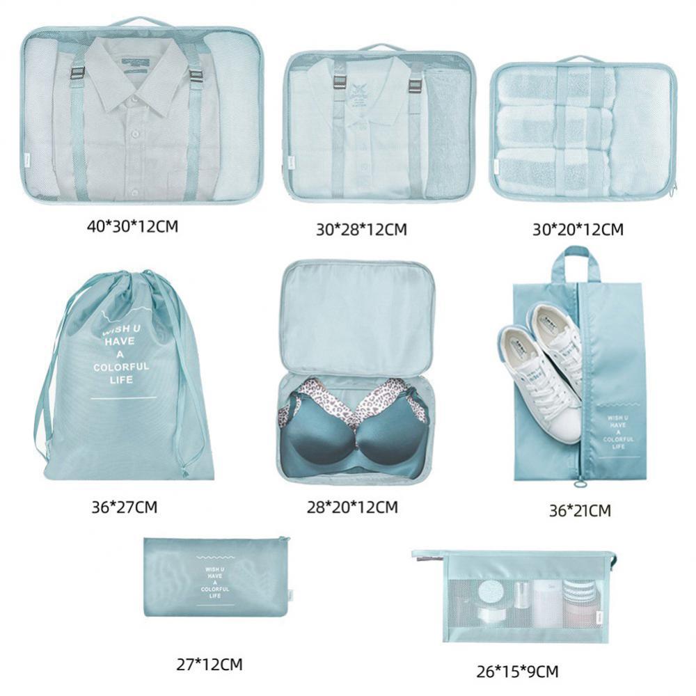 8-piece Set Luggage Divider Bag Travel Storage Clothes Underwear Shoes Organizer Packing Cube Bag - AmberOcean 