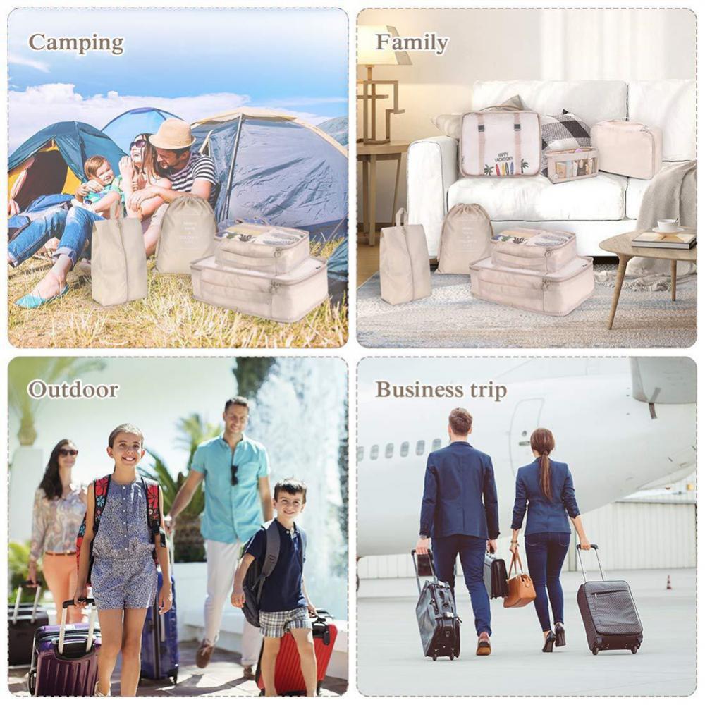 8-piece Set Luggage Divider Bag Travel Storage Clothes Underwear Shoes Organizer Packing Cube Bag - AmberOcean 