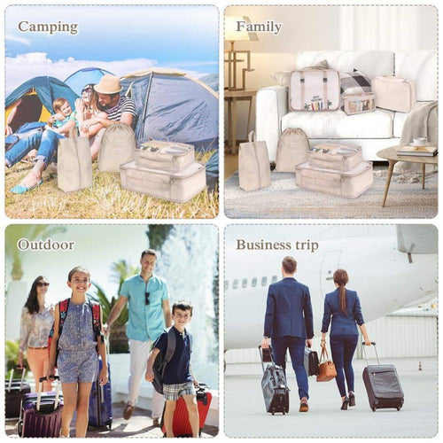 8-piece Set Luggage Divider Bag Travel Storage Clothes Underwear Shoes Organizer Packing Cube Bag - AmberOcean 