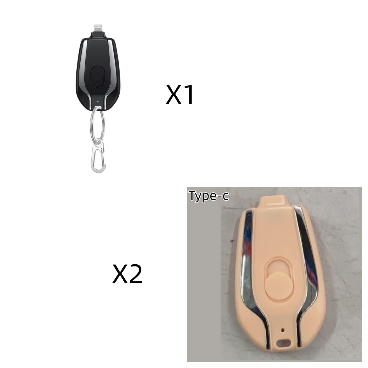 1500mAh Mini Power Emergency Pod Keychain Charger With Type-C Ultra-Compact Mini Battery Pack Fast Charging Backup Power Bank - AmberOcean 