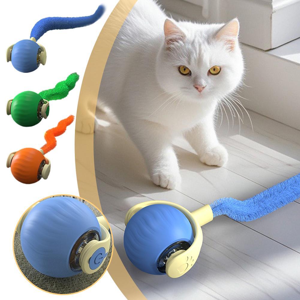 Pet Tug Ball Toy Motion-Activated Interactive Pets Cat Rolling Ball Toy With Bird Chirping Sound Pet Kitten Teaser Game Pet Products - AmberOcean 