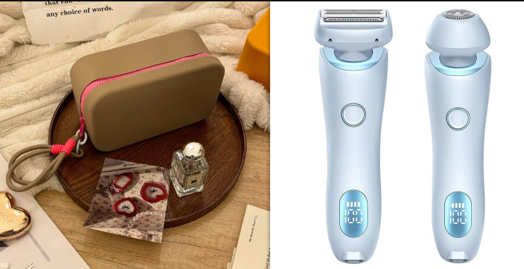 2 In 1 Hair Removal Epilator USB Rechargeable Trimmer Women Body Razor Face Leg Armpit Bikini Hand Pubic Shaver Hair Remover - AmberOcean 