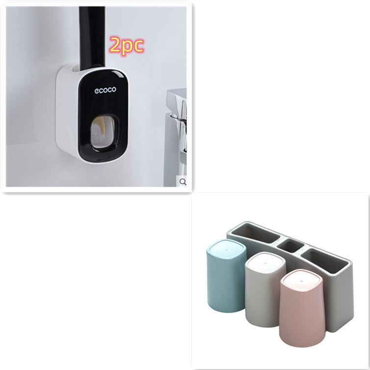 Wall Mounted Automatic Toothpaste Holder Bathroom Accessories Set Dispenser - AmberOcean 