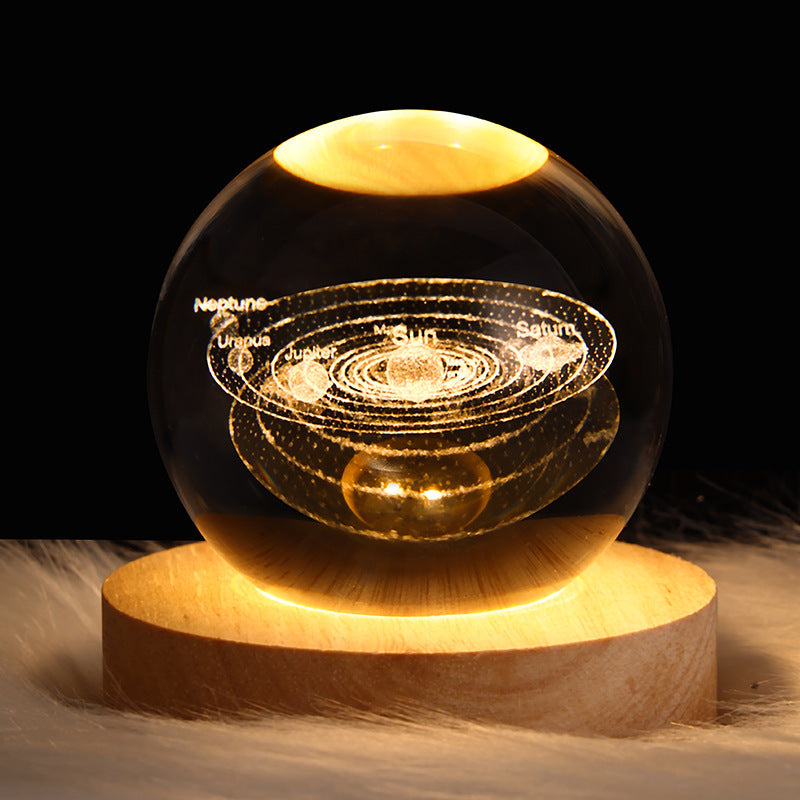 Luminous Starry Sky And Planets Moon Moon Crystal Ball Small Night Lamp Projection Ambience Light Creative Gift New Strange Gift - AmberOcean 
