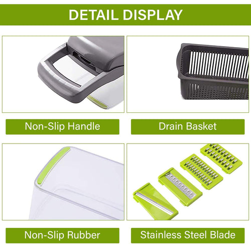 12 In 1 Manual Vegetable Chopper Kitchen Gadgets Food Chopper Onion Cutter Vegetable Slicer - AmberOcean 