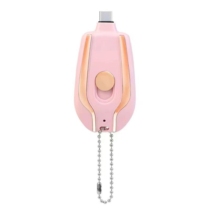 1500mAh Mini Power Emergency Pod Keychain Charger With Type-C Ultra-Compact Mini Battery Pack Fast Charging Backup Power Bank - AmberOcean 
