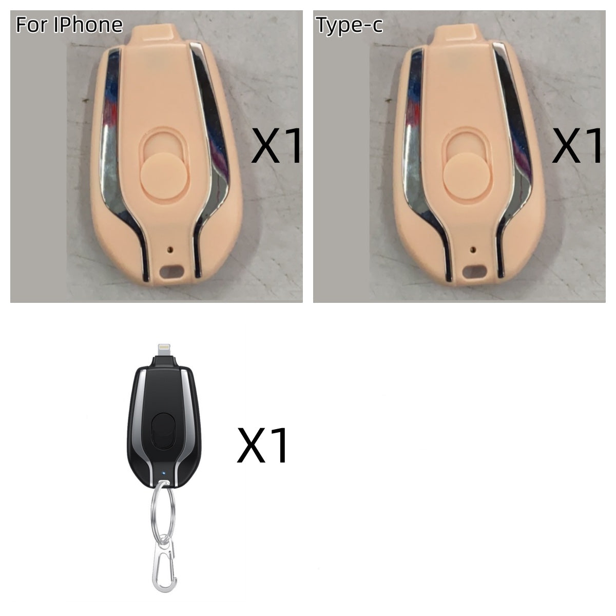 1500mAh Mini Power Emergency Pod Keychain Charger With Type-C Ultra-Compact Mini Battery Pack Fast Charging Backup Power Bank - AmberOcean 
