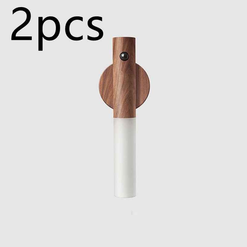 Auto LED USB Magnetic Wood Wireless Night Light Corridors Porch Lights PIR Motion Sensor Wall Light Cabinet Lamp - AmberOcean 