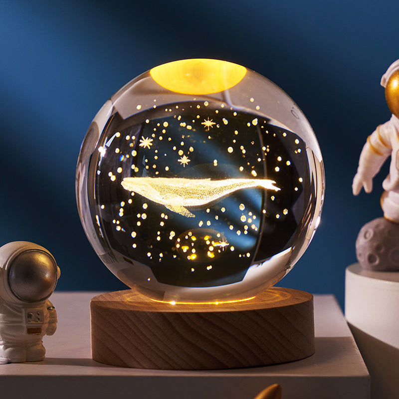 Luminous Starry Sky And Planets Moon Moon Crystal Ball Small Night Lamp Projection Ambience Light Creative Gift New Strange Gift - AmberOcean 